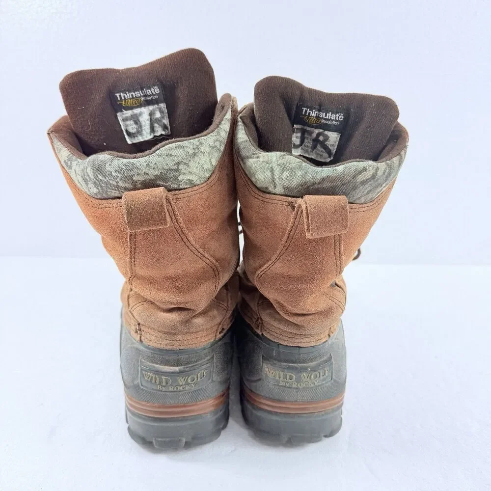 Vintage Rocky Wild Wolf Hunting Boots Mens 9W Camo Thinsulate Ultra 800G Outdoor